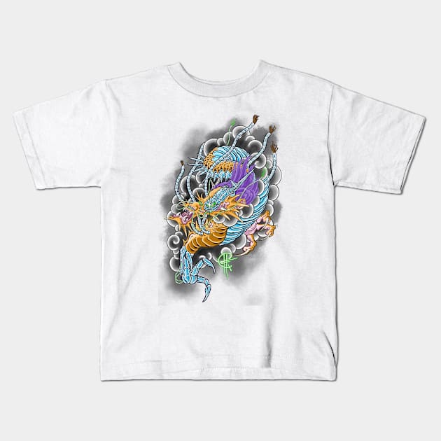 Cyber Dragon Kids T-Shirt by Hori Chou Tattoo